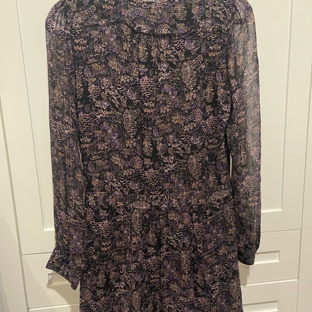 Comptoir Des Cotonniers Black and Lavender Bishop Sleeve Sundress